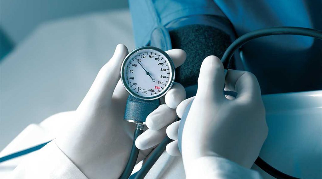 Checking a blood pressure reading